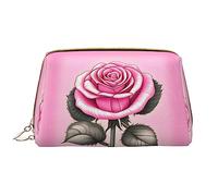 OCELIO Hermosa bolsa de cosméticos portátil de cuero rosa (grande), bolsa de cosméticos con cremallera, bolsa de aseo de viaje, bolsa de almacenamiento de viaje, color blanco, talla única, White,