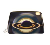 OCELIO Hermosa bolsa de cosméticos portátil de cuero Saturn (grande), bolsa de cosméticos con cremallera, bolsa de aseo de viaje, bolsa de almacenamiento de viaje, color blanco, talla única, White,