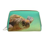 OCELIO Lord Howe Island - Bolsa de maquillaje de tortuga marina de gran capacidad, bolsa de cosméticos de viaje de piel sintética para mujer, Blanco, Talla única