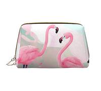 OCELIO Love Flamingo - Bolsa de cosméticos portátil de cuero (grande), bolsa de cosméticos con cremallera, bolsa de aseo de viaje, bolsa de almacenamiento de viaje, color blanco, talla única, White,