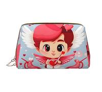 OCELIO Love Messenger - Bolsa de cosméticos portátil de cuero (grande), bolsa de cosméticos con cremallera, bolsa de aseo de viaje, bolsa de almacenamiento de viaje, color blanco, talla única, White,