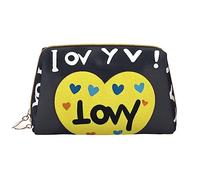 OCELIO Love You With All My Heart - Bolsa de cosméticos portátil de cuero (grande), bolsa de cosméticos con cremallera, bolsa de aseo de viaje, bolsa de almacenamiento de viaje, color blanco, talla