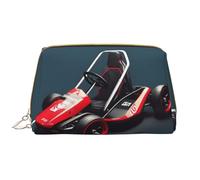 OCELIO Mini Kart - Bolsa de cosméticos portátil de piel (grande), bolsa de cosméticos con cremallera, bolsa de aseo de viaje, bolsa de almacenamiento de viaje, color blanco, talla única, White, Talla