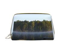 OCELIO Morning At The Lake - Bolsa de maquillaje de gran capacidad, bolsa de cosméticos de piel sintética para mujer, Blanco, Talla única