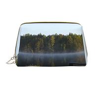 OCELIO Morning At The Lake - Bolsa de maquillaje de gran capacidad, bolsa de cosméticos de piel sintética para mujer, Blanco, Talla única