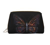 OCELIO Mystery Butterfly - Bolsa de cosméticos portátil de piel (grande), bolsa de cosméticos con cremallera, bolsa de aseo de viaje, bolsa de almacenamiento de viaje, color blanco, talla única,