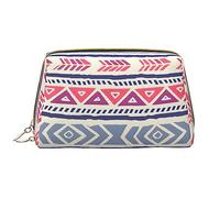 OCELIO Neceser portátil de piel con patrón floral geométrico liso (grande), bolsa de cosméticos de cuero con cremallera, bolsa de aseo de viaje, bolsa de almacenamiento de viaje, color blanco, talla