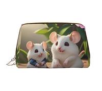 OCELIO Neceser portátil de piel para madre e hijo (grande), bolsa de cosméticos con cremallera, bolsa de aseo de viaje, bolsa de almacenamiento de viaje, color blanco, talla única, White, Talla única