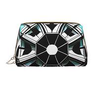 OCELIO Octagon - Bolsa de cosméticos portátil de cuero (grande), bolsa de cosméticos con cremallera, bolsa de aseo de viaje, bolsa de almacenamiento de viaje, color blanco, talla única, White, Talla