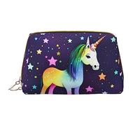 OCELIO One-Horse Star - Bolsa de cosméticos portátil de piel (tamaño grande), bolsa de cosméticos con cremallera, bolsa de aseo de viaje, bolsa de almacenamiento de viaje, color blanco, talla única,