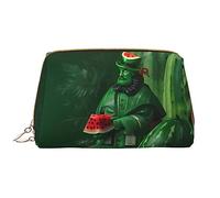 OCELIO Patrick'S Watermelon Festival - Bolsa de cosméticos portátil de cuero (grande), bolsa de cosméticos con cremallera, bolsa de aseo de viaje, bolsa de almacenamiento de viaje, color blanco, talla