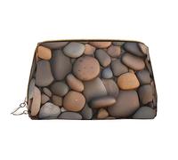 OCELIO Pebbles In The Beach - Bolsa de cosméticos portátil de cuero (grande), bolsa de cosméticos con cremallera, bolsa de aseo de viaje, bolsa de almacenamiento de viaje, color blanco, talla única,
