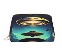 OCELIO Spacecraft Descend - Neceser portátil de piel (grande), bolsa de cosméticos con cremallera, bolsa de aseo de viaje, bolsa de almacenamiento de viaje, color blanco, talla única, White, Talla