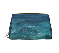 OCELIO The Deep Ocean - Bolsa de cosméticos portátil de cuero (grande), bolsa de cosméticos con cremallera, bolsa de aseo de viaje, bolsa de almacenamiento de viaje, color blanco, talla única, White,