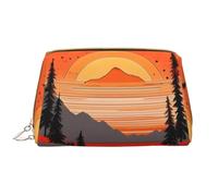 OCELIO Tree Hills And Rivers - Bolsa de cosméticos portátil de cuero (grande), bolsa de cosméticos con cremallera, bolsa de aseo de viaje, bolsa de almacenamiento de viaje, color blanco, talla única,
