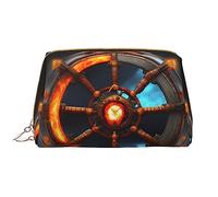 OCELIO Yin Yang Shield - Bolsa de cosméticos portátil de cuero (grande), bolsa de cosméticos con cremallera, bolsa de aseo de viaje, bolsa de almacenamiento de viaje, color blanco, talla única, White,