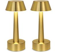 OCEST Pequeña lámpara de mesa inalámbrica, recargable por USB, 2 unidades, lámpara de mesa con batería, lámparas de jardín al aire libre, 3 colores táctiles regulables, lámpara de mesita de noche,