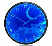 OCEST Reloj de Pared con luz Nocturna y Luna para Dormitorio, 12 Pulgadas, silencioso, Funciona con Pilas, para Sala de Estar/Cocina, Reloj de Pared con Pantalla Digital Grande para niños y niñas,