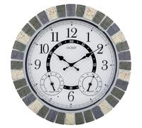 OCEST Reloj grande de 18 pulgadas para exteriores, impermeable, termómetro, higrómetro, luz nocturna, relojes de pared iluminados, funciona con pilas, silencioso, sin tictac, ideal para patio, jardín