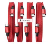 Ocetea Cable USB C de 60 W, paquete de 4 unidades, 2 m, 3 m, 3 m, cable USB C a USB C, PD 3.0, cable de carga rápida USB C, compatible con iPhone 16 15 Pro Max, MacBook Pro Air, iPad Pro Air, Galaxy