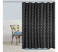 OCEUMACO Cortina de Ducha Antimoho Geometría Original Cortinas Baño con Peso Larga Lavable a Máquina 120x200 Estampada Nordica Moderna Tela Poliester Impermeable Opaca con Anillas - Negra