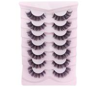 OCHILIMA Pestañas rusas con aspecto natural, pestañas postizas Wispy D Curly Fluffy 3D Effect Cat Eye Soft Fake Eyelashes Pack 7 pares (D06)