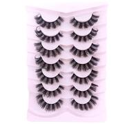 OCHILIMA Pestañas rusas con aspecto natural, pestañas postizas Wispy D Curly Fluffy 3D Effect Cat Eye Soft Fake Eyelashes Pack 7 pares (D17)