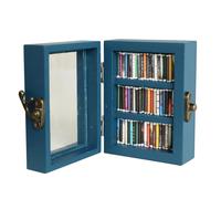 Ochine Estantería pequeña en miniatura con 60 libros pequeños, caja de gabinete hecha a mano, adorno que sacude tu ansiedad, regalo para amantes, decoración del hogar