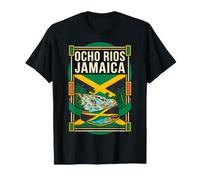 Ocho Ríos Jamaica Bandera Cascadas Costa Tropical Arte Retro Camiseta