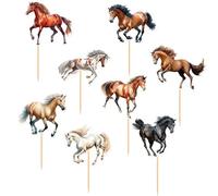 Ocho sementales Ocho caballos Cake Topper, Animal Tema Cake Topper, Baby Cumpleaños Party Decoration, adecuado para fiestas temáticas, cumpleaños, bautizos de bebés y bodas