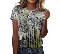 Ocio Retro 3D Diente de León Impresión Manga Corta Camiseta Primavera Verano Abrigo T Camiseta Mujer, verde, L