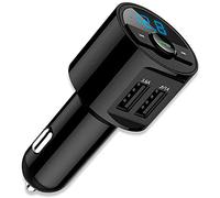 OcioDual Adaptador BT28 Negro Transmisor Bluetooth Enchufe Mechero Coche 2 Puertos USB para Lector U Disk Pendrive MP3