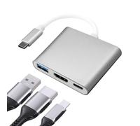 OcioDual Adaptador de USB 3.1 Tipo C Macho a USB Type A y Salida HDTV Hembras Audio Video Transferencia Datos Plata Cable Conversor USB Tipo C 3.1 Multipuerto Adapter Converter