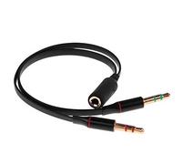 OcioDual Cable Divisor 1 Mini Jack 3.5mm Hembra TRRS a 2 AUX Macho TRS Splitter Y Separador de Audio Micrófono Auriculares Rojo