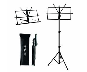 OcioDual Atril Musica, Tripode, Atril Partituras, Soporte Portatil, Plegable con Bolsa de Transporte, Orquesta, Faristol, Altura Ajustable Regulable, Extensible, Soporte para Libros