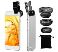 OcioDual Camara Lente Universal para Teléfono Móvil Ojo de Pez Macro Gran Angular Negro