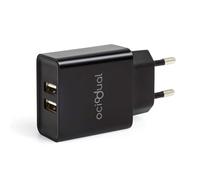 OcioDual Cargador USB, Cargador Carga rapida, Carregador USB Charger, Cargadores Moviles Carga Rapida. Fast Charger, 2X Puertos, 2A, 10W, Tablets, Smartphones, Negro