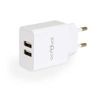 OcioDual Cargador USB, Cargador Carga rapida, Carregador USB Charger, Cargadores Moviles Carga Rapida. Fast Charger, 2X Puertos, 2A, 10W, Tablets, Smartphones, Blanco