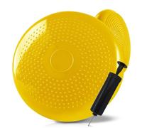 OcioDual Cojin Equilibrio Amarillo, Wobble Cushion, Cojin de Equilibrio, Cojín Oscilante para entrenamiento de Core, Propiocepción, Agilidad, Superficie PVC con Inflador Manual