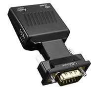 OcioDual Convertidor de VGA Analógico Macho a HDMI Digital Hembra Negro Adaptador Conversor Video Audio Sonido Mini Jack 3.5mm