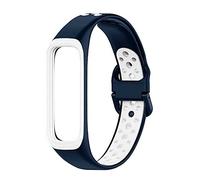OcioDual Correa Compatible para S Galaxy Fit 2 Reemplazo Pulsera Impermeable Transpirable Resistente de Silicona Color Blue/White