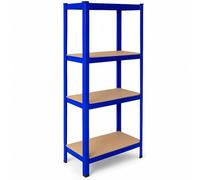 OcioDual Estanteria Metalica Tiny Azul, Estante Ideal para Hogar, Estanterias Trastero, Muebles, Oficina, Estanterias Almacenaje Divisible, Sin Tornillos, 240kg, 4 Baldas MDF, 150x60x30cm
