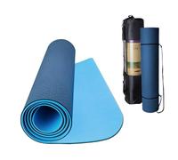 OcioDual Esterilla Yoga antideslizante con Correa de hombro y Bolsa de Transporte, Pilates, Fitness, Yoga mat, TPE Ecológico + Algodón, Colchoneta gimnasia, Azul Claro/Oscuro, 183cm X 61cm X 6mm