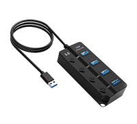 OcioDual Hub Adaptador 4x USB 3.0 con Botones On/Off Negro