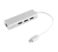 OcioDual Hub con RJ45 Plateado y 3 Puertos USB 3.0 Adaptador Tarjeta de Red 10 100 Mbps Ethernet para Portatil con USB Tipo C