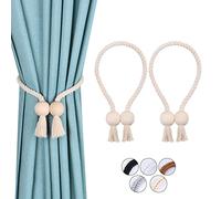 OCIOLI Paquete de 2 alzapaños magnéticos Fuertes para Cortinas para Exteriores, alzapaños de algodón Tejidos a Mano, alzapaños para Cortinas (Beige - Boule, 2)