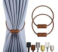 OCIOLI Paquete de 2 alzapaños magnéticos para cortinas con cuerda giratoria más gruesa y alzapaños magnéticos fuertes para cortinas (café, 2)