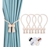 OCIOLI Paquete de 4 alzapaños magnéticos Fuertes para Cortinas para Exteriores, alzapaños de algodón Tejidos a Mano, alzapaños para Cortinas (Beige - Boule, 4)