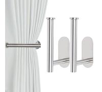 OCIOLI Sujetadores Adhesivos para Cortinas, alzapaños de Cortina, Soportes de Cortina sin Taladro, Ganchos Adhesivos para Cortinas (2, Plateado)