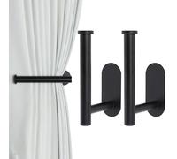 OCIOLI Sujetadores Adhesivos para Cortinas, alzapaños de Cortina, Soportes de Cortina sin Taladro, Ganchos Adhesivos para Cortinas (2, Negro)